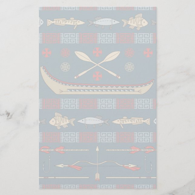 Ethnisches Fischen-Muster Briefpapier (Vorderseite)