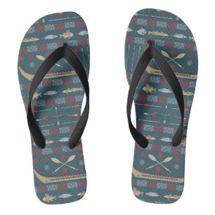 Ethnisches Fischen-Muster Flip Flops