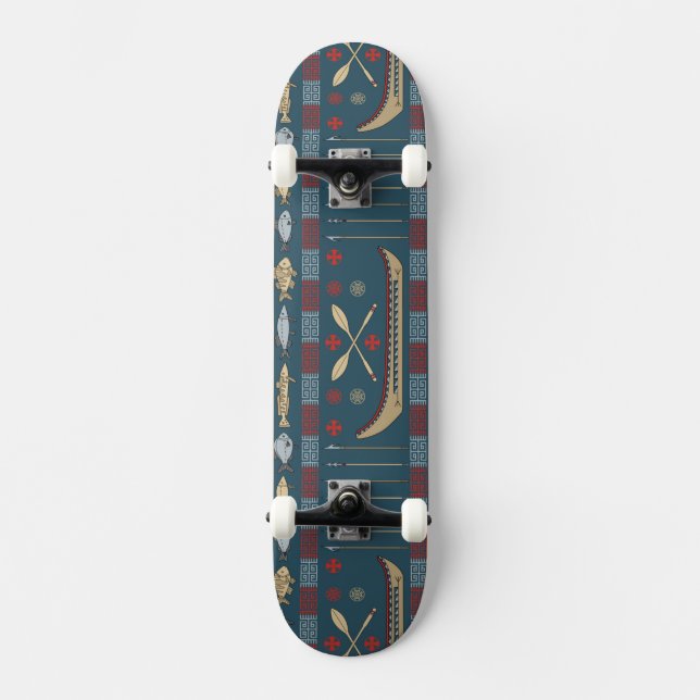 Ethnisches Fischen-Muster Skateboard (Vorderseite)