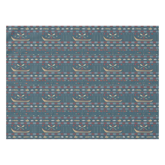 Ethnisches Fischen-Muster Tischdecke (Vorderseite (Horizontal))