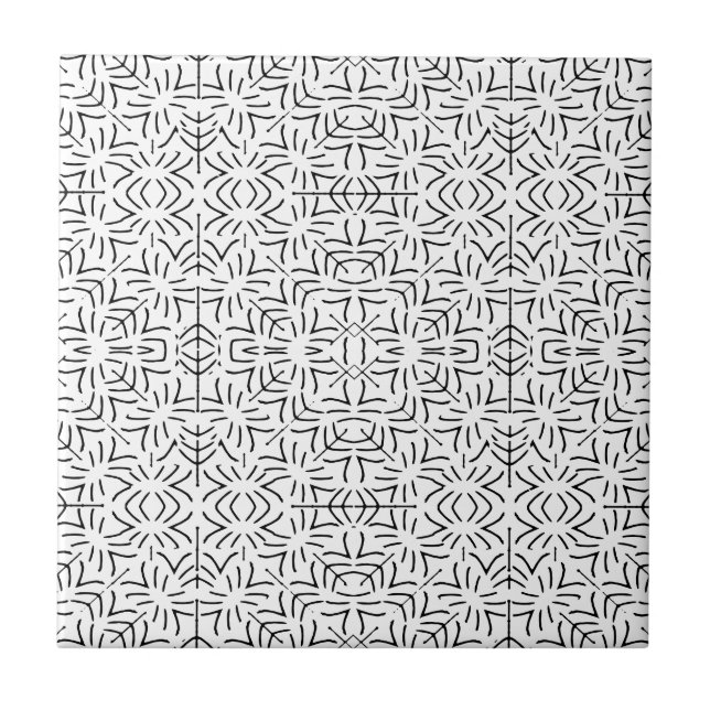 Ethnisches geometrisches Schwarzweiss-Muster Fliese (Vorderseite)