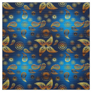 Ethnisches goldenes Paisley-Muster Stoff