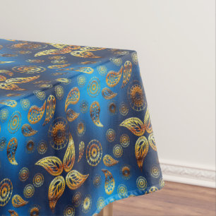 Ethnisches goldenes Paisley-Muster Tischdecke