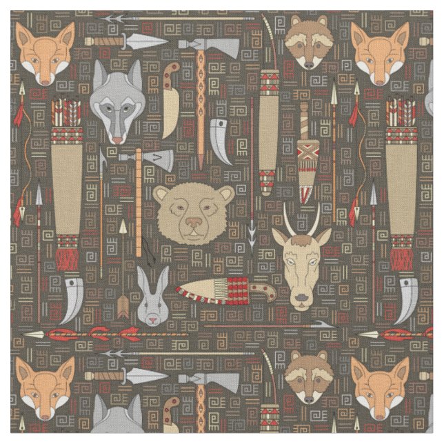 Ethnisches Jagdmuster Stoff (Nahaufnahme)
