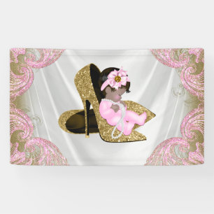 Ethnisches Mädchen Rosa Gold Hochhackiger Schuh Ba Banner