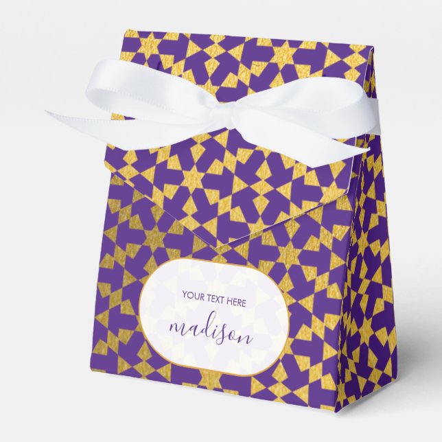Ethnisches marokkanisches Lila- und Gold-Party Geschenkschachtel (Vorderseite)