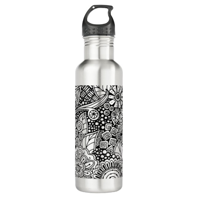 Ethnisches mit Blumeninspiriertes Edelstahlflasche (Vorderseite)