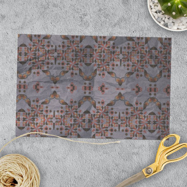 Ethnisches Mosaik Kaleidoskopisches Muster in Erdt Seidenpapier (Von Creator hochgeladen)