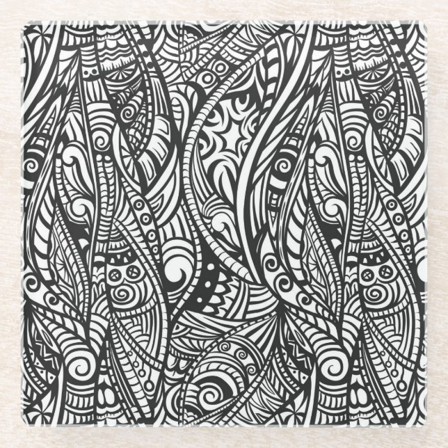 Ethnisches Muster 3 Glasuntersetzer (Vorderseite)