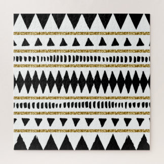 Ethnisches Muster des Black Gold Glitzer