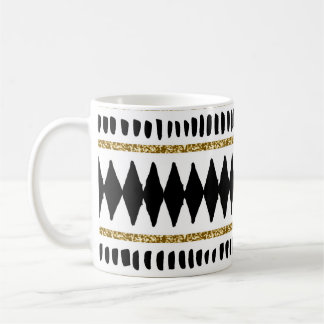 Ethnisches Muster des Black Gold Glitzer Kaffeetasse