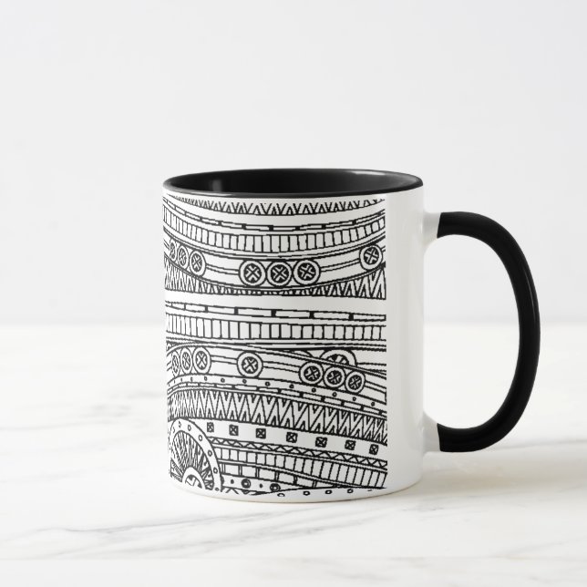 Ethnisches Muster-Gekritzel Tasse (Rechts)