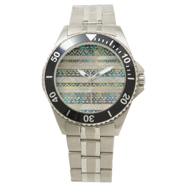 Ethnisches Musterbeispiel Gold auf der Perle der A Armbanduhr (Vorderseite)