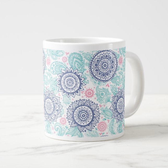 Ethnisches Paisley-Muster Jumbo-Tasse (Vorderseite Rechts)