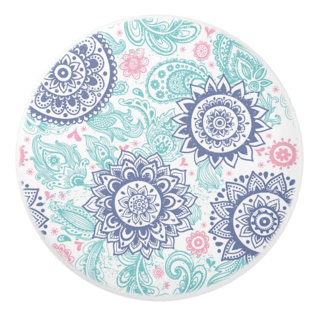 Ethnisches Paisley-Muster Keramikknauf (Vorderseite)