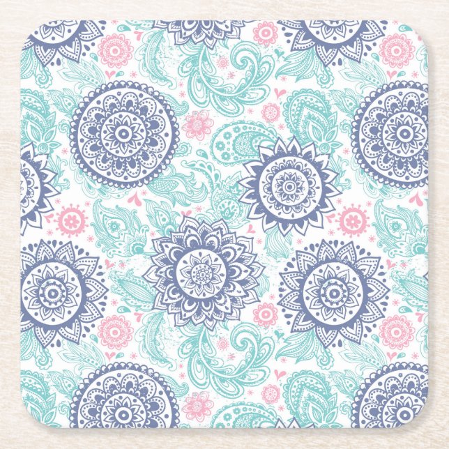 Ethnisches Paisley-Muster Rechteckiger Pappuntersetzer (Vorderseite)