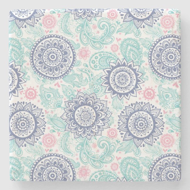 Ethnisches Paisley-Muster Steinuntersetzer (Vorderseite)