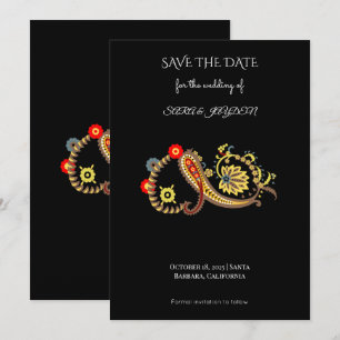 Ethnisches Retro-Blumenmuster – Paisley-Mandala-Po Save The Date