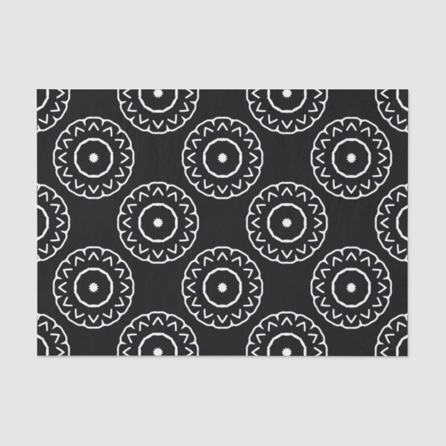 Ethnisches Schwarz-Weiß-geometrisches Muster Seidenpapier (Vorderseite)