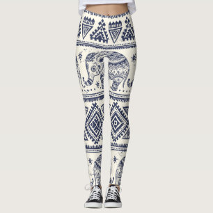 Ethnisches Stammbaum-Azteken-Elefantenmuster Leggings