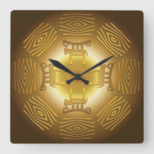 Ethnisches Stammes- afrikanisches Muster Quadratische Wanduhr