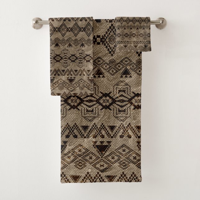 Ethnisches Stammes- Muster auf Leinwand Badhandtuch Set (Insitu)