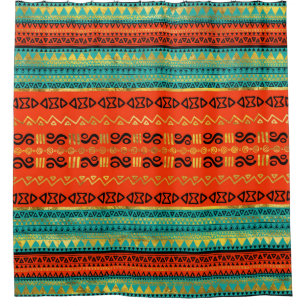 Ethnisches Stammes- Muster-Gold orange und Duschvorhang