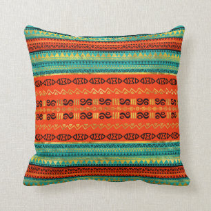 Ethnisches Stammes- Muster-Gold orange und Kissen