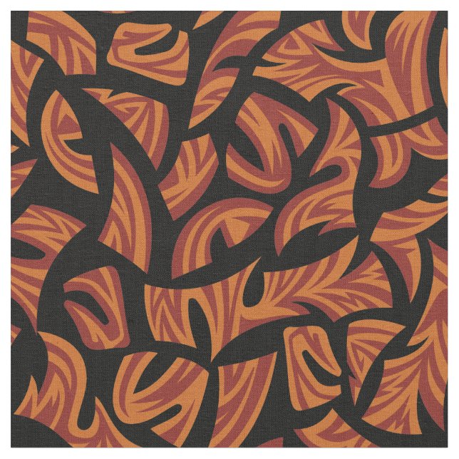 Ethnisches Stammmuster Orange Brown Black Stoff (Nahaufnahme)