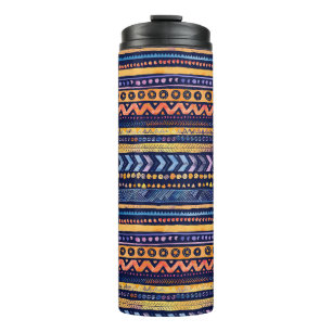 Ethnisches Tribal Watercolor Dunkles Muster Thermosbecher