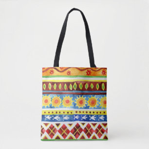 Ethnisches Wasserfarbmuster mit Handfarbe Tasche