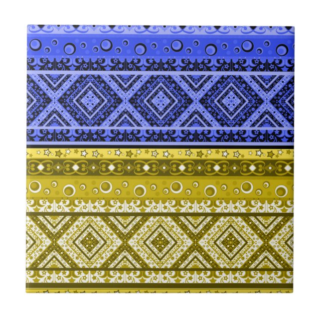 Ethno boho, Stammethno, traditioneller Zierbaum Fliese (Vorderseite)