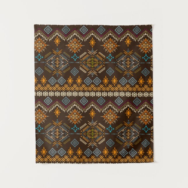 Ethno-nahtloses Muster. Ethnischer Boho-Ornament.  Wandteppich (Vorderseite)