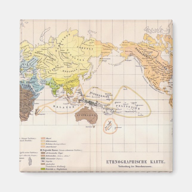 Ethnografische Karte der Welt Magnet (Vorne)
