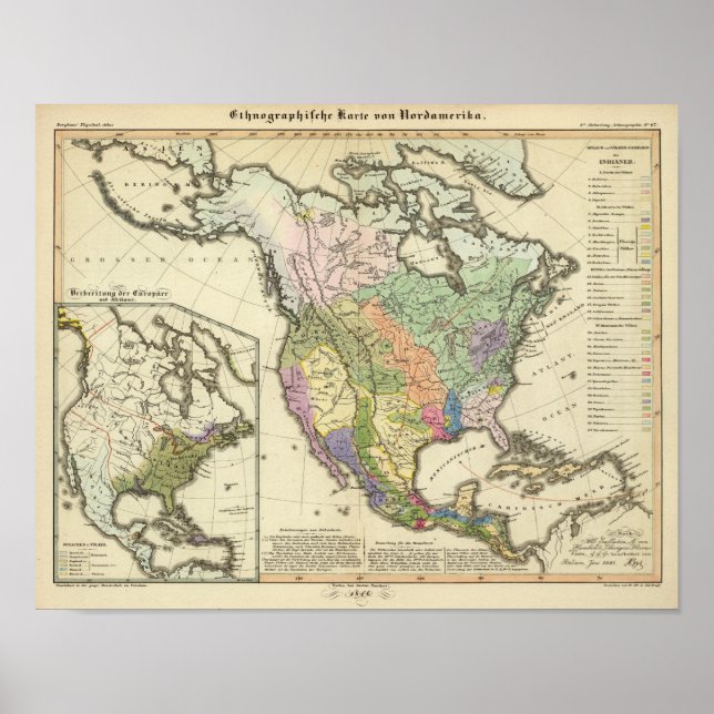 Ethnografische Karte Nordamerikas Poster (Vorne)