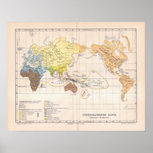 Ethnographische Karte der Welt Poster