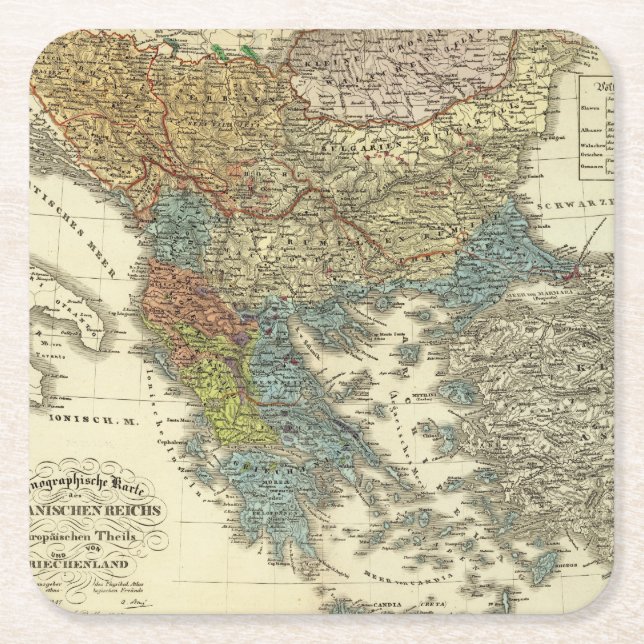Ethnographische Karte des Osmanischen Reichs Rechteckiger Pappuntersetzer (Vorderseite)