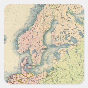 Ethnographische Karte von Europa Quadratischer Aufkleber