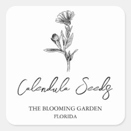 Etikett Calendula Seeds Quadratischer Aufkleber