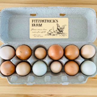 Etikett der Eierfarm für Vintage Hühner