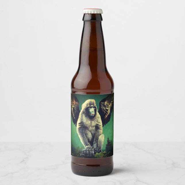 Etikett der Flying Monkey Bierflasche (Vorderseite)