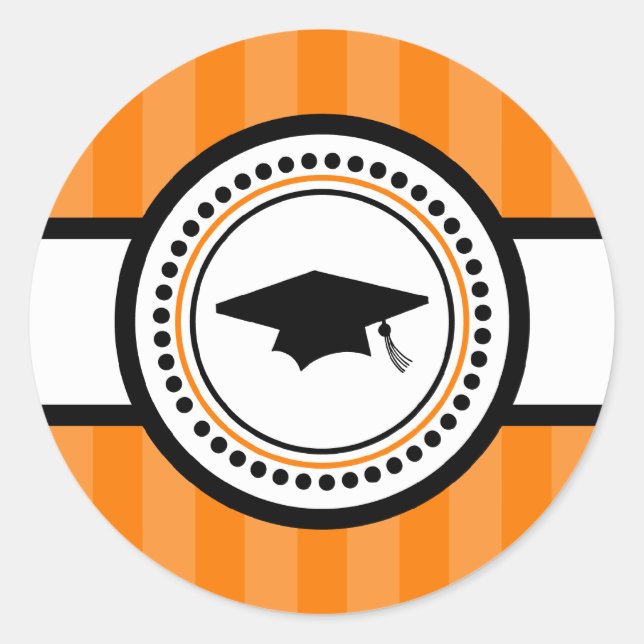 Etikett der Graduationsstreifen (Orange) Runder Aufkleber (Vorderseite)