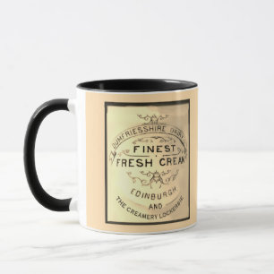 Etikett der Lockerbie Creamery mit schwarzer Textu Tasse