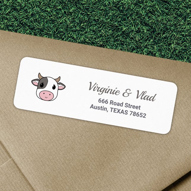 Etikett der niedlichen Rücksendeadresse der Kuh (Cute Cow return address label)
