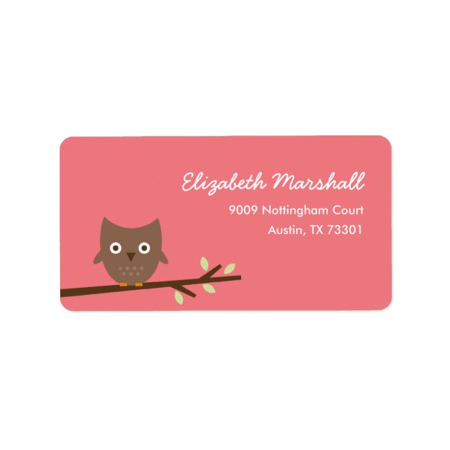 Etikett der Sweet Owl Address (Pink) Adressaufkleber (Vorne)