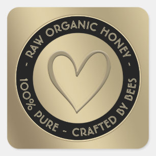ETIKETT DES GOLD-HONEY-BÄRENS - 100% PUR DURCH BIE QUADRATISCHER AUFKLEBER