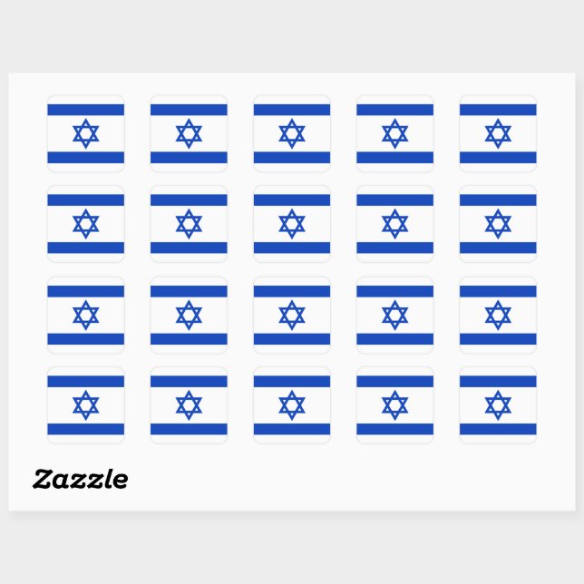 Etikett des israelischen Aufklebers Quadratischer Aufkleber (Blatt)
