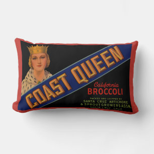 Etikett einer Brokkoli-Kiste von Coast Queen aus d Lendenkissen