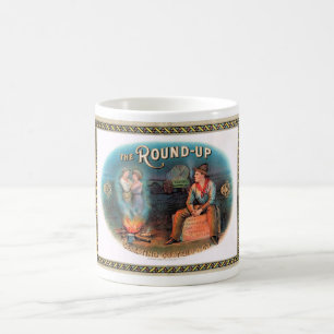 Etikett einer ZIGARETTENSCHACHTEL von 1900 'COWBOY Kaffeetasse