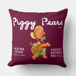 Etikett eines Fruchtkistenaufdrucks für Piggy Pear Kissen